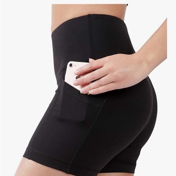 90 Degree By Reflex - High Waist Power Flex Biker Shorts with Side Pockets SZ M - Picture 3 of 3